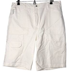 Men’s white cargo shorts 34” utility cargo shorts casual
